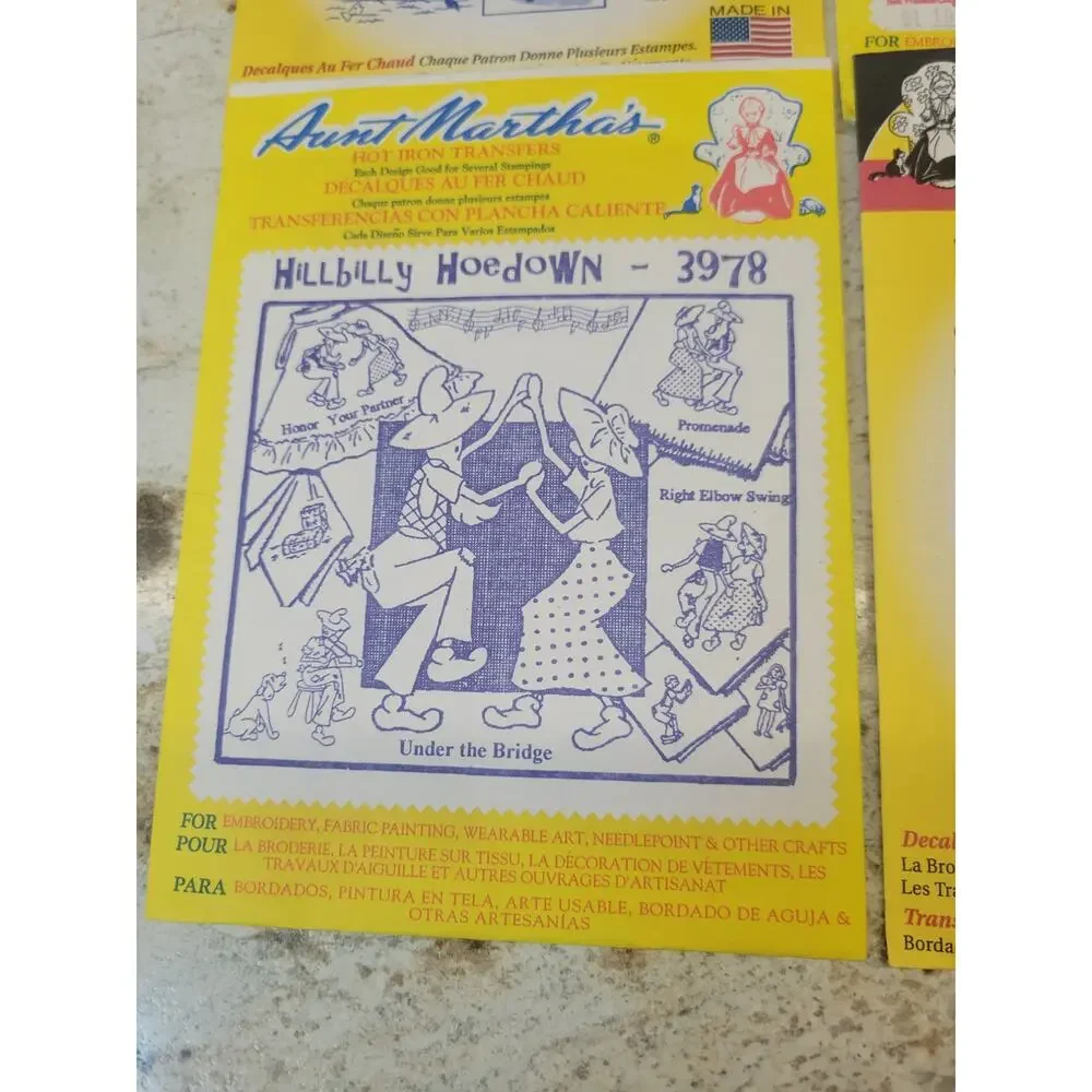 Vtg Aunt Martha Hot Iron Transfers Lot 4 Embroidery Patterns Country Farm Decor